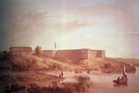 Painting of Fort Trumbull, Connecticut, by Seth Eastman hanging in the US Capitol
