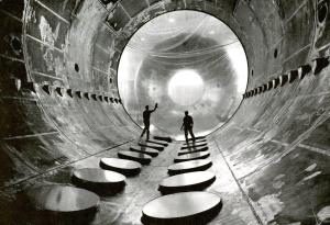 Credit: 1960s photo of Interior of the 20-foot-diameter vacuum tank in the Electric Propulsion Laboratory.